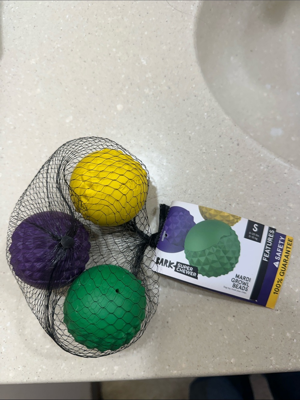 Bark Mardi Growl Beads 3-Pack - Green, Yellow, Purple